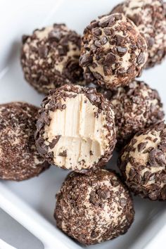 a white plate topped with chocolate covered cookies