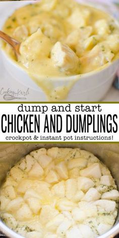 dump and start chicken and dumplings in a crockpot or instant pot with instructions