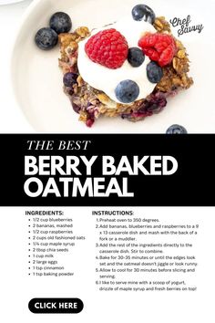 Save this recipe for the Best Easy Healthy Berry Baked Oatmeal! This Berry Baked Oatmeal recipe is a breakfast game changer! It is the perfect blend of delicious berries with wholesome oats, making it the best way to start your day. Baked oatmeal is perfect for meal prep or feeding a crowd! Follow Chef Savvy for more Healthy Family Friendly Recipes!