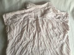 "Lightweight sleeveless striped cotton top. By American Eagle Outfitters, made of 53% cotton, 47% Viscose. Striped tan and white pattern, size XS. Is virtually sleeveless but has a little frill of a cap sleeve. Measures about 21\" across middle. Please take a look at my storefront at: https://www.etsy.com/shop/FabFinds42?ref=seller-platform-mcnav I have a wide selection of one-of-a-kind items, from clothing and toys to home decor and gift items, and I add new things almost every day." Striped Cotton Blouse For Daywear, White Top With Striped Collar For Beach, White Top With Striped Collar For The Beach, Summer Top With Striped Collar, Summer Daywear Top With Striped Collar, Spring Sleeveless Shirt For Beach, Spring Beach Sleeveless Shirt, Spring Sleeveless Beach Shirt, Striped Sleeveless Blouse For Summer