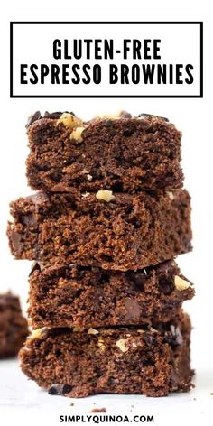 gluten - free espresso brownies stacked on top of each other