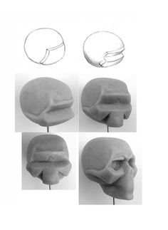 four different views of the same human head