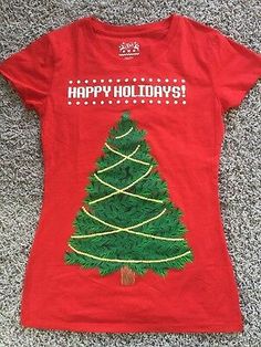 Womens Happy Holidays red Christmas Tree T-shirt Top Size M 100% cotton New#christmas #xmas #christmastree #christmasdecor #handmade #love #merrychristmas #santa #winter #christmastime #gift #christmasgifts #holidays #holiday #gifts #christmasiscoming #navidad #christmasdecorations #santaclaus #snow #etsy #christmasgift #like #natale #noel #art #instagood #christmaslights #family #halloween #december #photography #homedecor #christmasspirit #natal #fashion #christmasparty #festive #follow #small Red Christmas Tree, Red Christmas, Shirts & Tops, Shirt Top, Happy Holidays, T Shirt Top