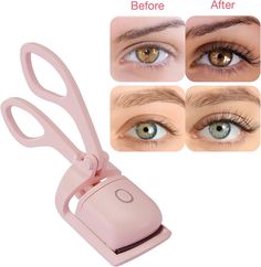 ADJUSTABLE TEMPERATURE MODES 2 temperature modes: 65°c (149°F) and 85°c (185°F). Green light is low temperature (65°C), suitable for thin and soft eyelashes; blue light is high temperature (85°C), suitable for hard and thick eyelashes. HIGH EFFICIENCY, LONG LASTING CURL The eyelash curler can be heated quickly. It only takes about 30s to fully heat up, saving makeup time, and it is easy to curl, and the effect is more obvious and lasting, creating perfect and natural eyelashes. CONVENIENT CHARGING METHOD Type-C port, USB rechargeable, lash curler can be charged by most electronic devices. The power is automatically switched off after 5min of stopping use. STYLISH COLORS, COMPACT SHAPE A mini heated eyelash curler, a stylish makeup tool with a youthful color and easy to use. Easy to carry i Heated Lash Curler, No Heat Curlers, Winged Eyeliner Stamp, Thick Eyelashes, Complete Makeup, Heated Eyelash Curler, Stylish Makeup, Eyelash Curlers, Lash Tools