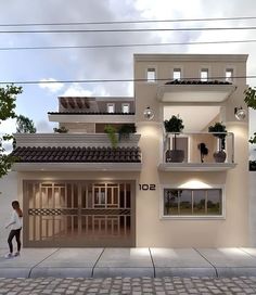 an artist's rendering of a two story house