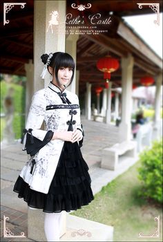 Lethe's Castle Yaoshan Fengshen China Style Sleeve Ink Dragon qi lolita one piece dress Cosplay Outfits, Lolita Dress, Gothic Lolita, Visual Kei, Lolita Fashion, Japanese Fashion