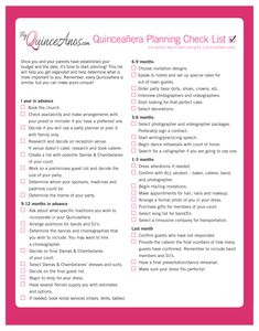 a pink checklist with the words quinceauera planning check list