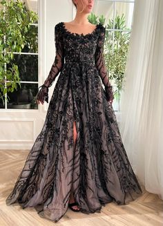 Belle of the Ball Gown | Teuta Matoshi Fat Ladies, Star Wars Wedding Theme, Teuta Matoshi, Beautiful Black Dresses, Custom Size Dresses, Ladies Dress, Hijab Dress, Flounce Sleeve, Curvy Girl Fashion