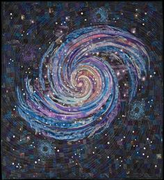 an image of a painting that looks like a spiral in the sky with stars on it