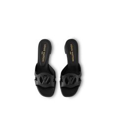 LOUIS VUITTON® - Lv Isola Mule - Black Louis Vuitton Flip Flops, Lv Heels, Louis Vuitton Flats, Black Louis Vuitton, Louis Vuitton Official Website, Sandals Outfit, Louis Vuitton Sandals, Louis Vuitton Official, Low Block Heels