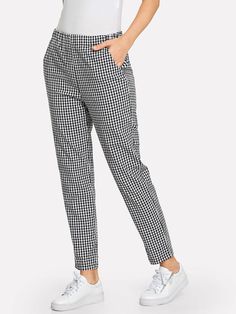 Trouser Pants Pattern, Checked Pants, Cotton Pants Women, Womens Pants Design, Check Pants, Salwar Designs, Spandex Pants, Black And White Fabric, Stylish Pants