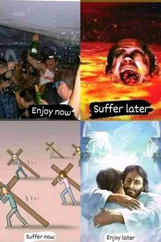 four different pictures with the same caption for each one, including jesus and other people