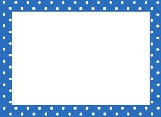 a blue and white polka dot border with a square in the middle on a light blue background