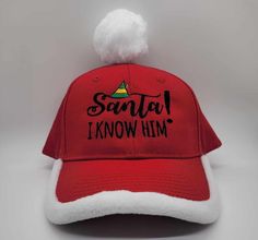 This come in one size fit adult and youth. It is embroidered red hat with fuzzy felt brim and a pom pom top. Novelty Red Winter Hat, Red Novelty Winter Hats, Casual Christmas Hat, One Size Fits Most, Casual Christmas Hat One Size Fits Most, Casual Christmas Hat, Casual Christmas Cap, Casual Beanie Christmas Hats, Casual Christmas Beanie Hat, Red Winter Baseball Cap