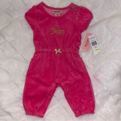 This Listing Is For A Brand New With Tags Juicy Couture Terrycloth Baby Long Pants Romper Jumpsuit. Features Include Hot Pink, Soft Terry Cloth Material, Gold Logo And Bow, Cinched Waist, Puff Sleeves, Pockets, High Quality Metal Buttons With Logo, And Buttons On The Arm Legs For Easy Changing. Perfect For A Day At The Beach Or Pool After A Swim, Or As A Cute, Casual Outfit. Size 3-6 Months See Other Listings In Various Colors! Bundle To Save! All Items Are Steam Cleaned Before Shipping. Comes F Pink Fitted Bubble Romper For Playtime, Fitted Pink Bubble Romper For Playtime, Pink Jumpsuits And Rompers For Playwear, Juicy Couture Baby Clothes, Y2k Baby Clothes, 2000s Baby Clothes, Couture Jumpsuit, Demon Child, Cute Casual Outfit