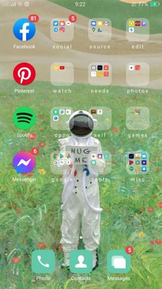 an image of a man in space suit with many icons on the screen and below him