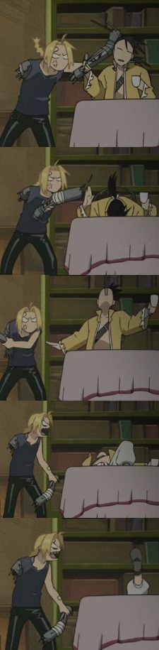 several cartoon images of people in bunk beds with one person holding a knife and the other pointing