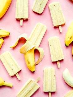 bananas and popsicles on a pink surface