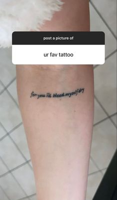 a person with a tattoo on their arm that reads, you're not afraid to anything