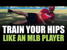 a man laying on top of a soccer field with the words train your hips like an mlb player