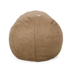 a brown bean bag sitting on top of a white floor