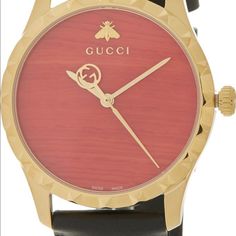 Check Out The Men's Gucci G-Timeless Coral Red Dial Leather Strap Watch, 38mm Gucci Timeless Leather Watch, Timeless Gucci Leather Watch, Gucci Black Luxury Watch, Gucci Timeless Black Watch, Black Gucci Timeless Watch, Red Leather Quartz Watches, Black Gucci Watch With Subdials, Red Leather Watch With Round Dial, Classic Gucci Watch Accessories With Diamond Hour Markers