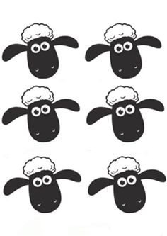 sheep with different facial expressions are shown in black and white, while the third one has eyes