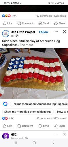 an american flag cake on top of a table