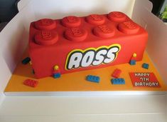 a birthday cake made to look like a lego box