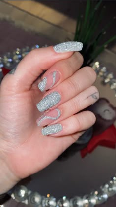 Glitter Ballerina Nails, Glittery Blue Nails, Hope Nails, Glittery Nail, Mix Match Nails, Glittery Nails, Diy Acrylic Nails, Grunge Nails, Ballerina Nails