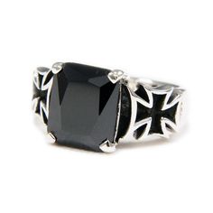 * CONDITION * Brand New & Handmade Finished with Highly Polished * Highest Attention to Details * 100% Handcrafted By Skill Full Silver Smiths * Highest Quality Of Solid Sterling Silver ( NOT PLATED ) * With 925 Stamping * Black Cubic Zirconia * MEASUREMENT * Ring Face Length : 10mm ( Approx ) * Ring Face Width : 10mm ( Approx ) * Weight based on US size 9 : 10gm ( Approx ) * Free Shipping to your doorstep * Signature of Delivery Required * Delivery Duration May Be Vary Depends on your Count Black Biker Style Ring As Gift, Black Sterling Silver Punk Rings, Black Biker Rings For Biker Events, Black Gothic Jewelry For Biker Events, Edgy Black Jewelry For Biker Events, Rocker Rings, Biker Rings Mens, Sugar Skull Ring, Ring Day