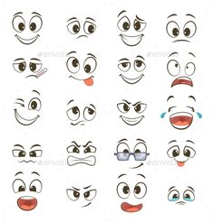 cartoon faces with different expressions - people characters