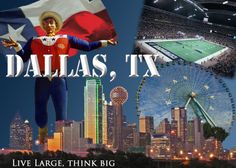 there is a collage of images with the words dallas, tx on it and an image of a man holding a texas flag