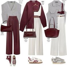 Beige Maroon Outfit, Outfits For Deep Winter Women, Maroon Beige Outfit, Maroon Winter Outfits, Burgundy Capsule Wardrobe, Burgundy And Blue Outfit, Beige Hose, Maroon Outfit, Burgundy Outfit