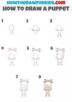 how to draw a puppet step by step instructions for kids and beginners with pictures