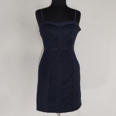 Guess Dress Womens Small Navy Raw Edge Bodycon Strappy Mini Side Zip Lined 97% Cotton, 2% Spandex 30 " Bust, 25" Waist, 33" Hips, 25" Length From Arm Pit Great Unworn Condition Size Small By Guess. Navy Sleeveless Fitted Dress, Navy Fitted Cotton Mini Dress, Dress Corset, Corset Lace, Guess Dress, Corset Dress, Raw Edge, Side Zip, Navy Blue