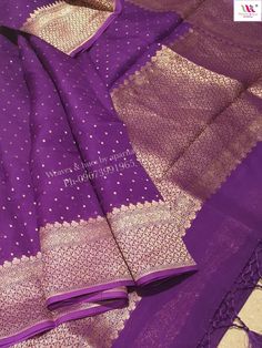 Banarasi Silk Fabric With Zari Weaving For Saree, Purple Benaras Saree, Traditional Purple Banarasi Silk Saree, Banaras Sarees Purple, Kora Organza Sarees, Luxury Purple Banarasi Silk Pre-draped Saree, Banaras Sarees, Organza Silk Saree, Saree Designs Party Wear