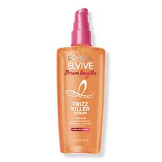 Elvive Dream Lengths Frizz Killer Serum Leave-In - L'Oréal | Ulta Beauty John Frieda Frizz Ease Serum, Hair Products For Frizzy Hair, Hair Serum For Frizzy Hair, Loreal Hair, Paris Dream, Pink Bottle, Candy Christmas, Frizzy Hair, Hair Cream