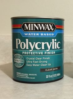 a can of polycrylic sits on a counter