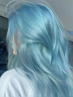 not my pin | hair dye, teal, ethereal, tv girl, hair ideas, hair style, blue Blonde Hair With Light Blue Highlights, Powder Blue Hair, Blue Hair Light, Blue Gray Hair, Ocean Blue Hair, Blue Blonde Hair, Aquamarine Hair, Ice Blue Hair