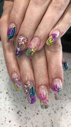 Flower Encapsulated Acrylic Nails atelieryuwa.ciao.jp Encapsulated Nails Flowers French Tip, Flower Clear Nails, Clear Floral Nails, Dried Flower Nails Acrylics, Encapsulated Flower Nails, Encapsulated Nails Flowers, Dried Flower Nails, Nails Encapsulated, Clear Glitter Nails