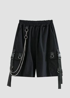 This Aesthetic Chain Detail Men's Shorts are designed with comfort in mind, our innovative flex waistband ensures a comfortable fit that moves and bends with you. Stretch fabric allows a natural range of motion with every activity. This shorts is comfortable and functional for your everyday wear. Perfect for a E-boy lo Cargo Shorts Women, Techwear Outfits, Mens Beach, Mens Beach Shorts, Summer Beach Shorts, Casual Cargo Pants, Black Punks, Mens Shorts Summer, Summer Mens