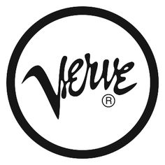 the verve logo is shown in black and white