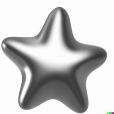 a shiny silver star is shown on a white background with the colors in the bottom right corner