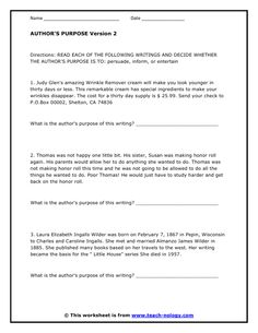 the worksheet for authors'nurse version 2, which includes answers and examples