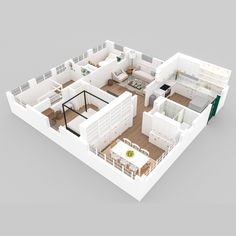 the floor plan of a two bedroom apartment with an attached kitchen and living room area