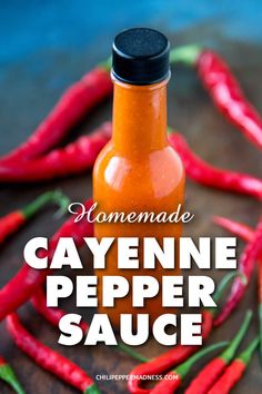 homemade cayenne pepper sauce in a glass bottle