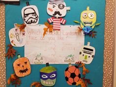 a bulletin board decorated with halloween decorations