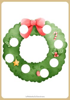 a watercolor christmas wreath with bows and candy canes on the front is shown