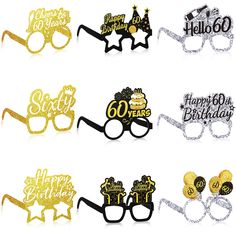 PRICES MAY VARY. card stock Multiple styles: the package contains a total of 36 pieces of 60th birthday party paper eyeglasses in 9 different styles, 4 pieces for each style, the sufficient quantity can meet your decorative demands; These 60th birthday paper eyeglasses decorations can match well with your 60th birthday theme party, bring much surprises and fun to your 60th birthday party Reliable material: these party eyeglasses are made of quality card stock paper materials, which are safe and Simple Party Favors, Paper Sunglasses, 60th Birthday Theme, 40th Birthday Themes, Birthday Sunglasses, Easy Party Favor, Women Birthday Party, Woman Birthday Party, Happy 60th Birthday